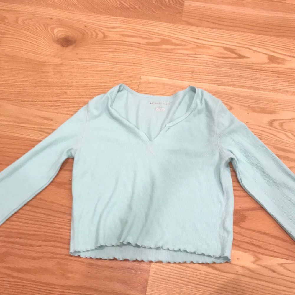 American Eagle waffle texture teal blue shirt, NEW